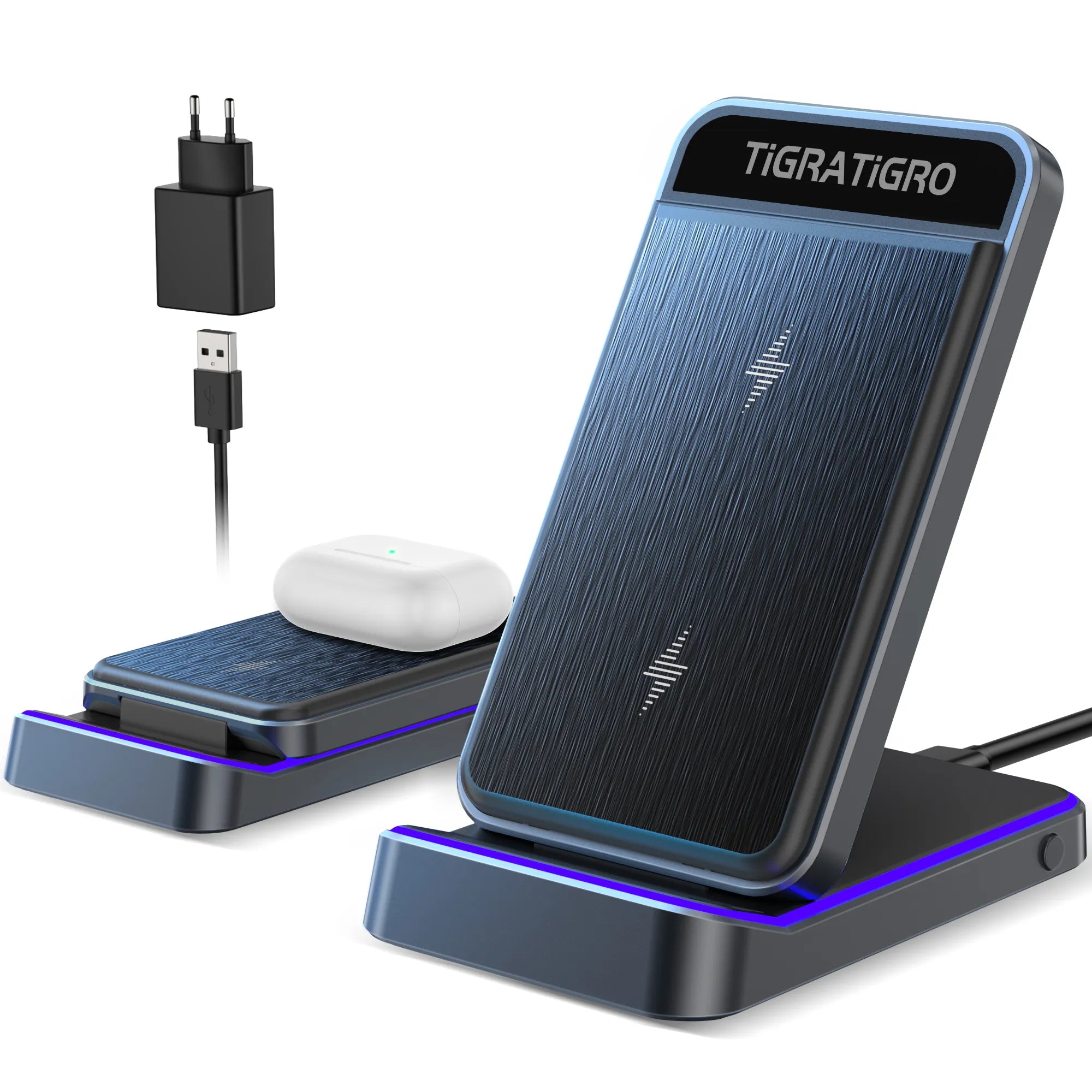 D18 stazione di ricarica wireless 20W certificata Qi supporto di ricarica rapida