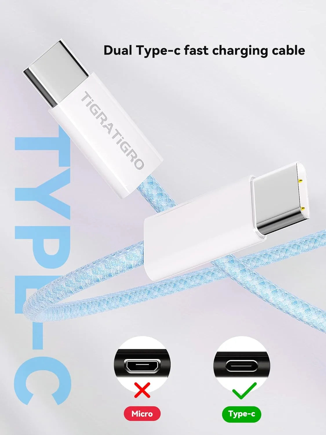 Cavo di ricarica rapida PD da 60W USB-C a USB-C in nylon blu