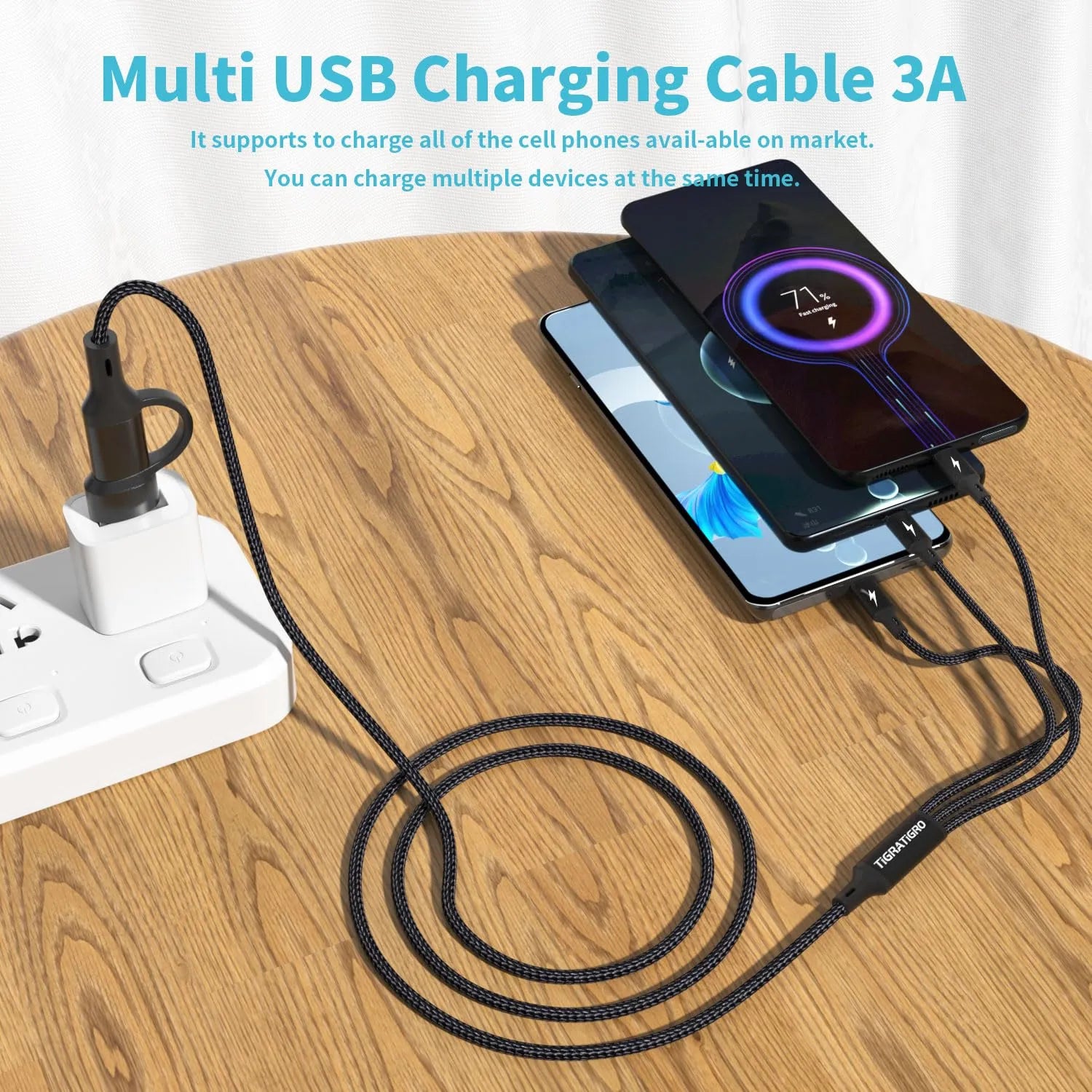 3 in 1 Multi Nylon Charging Cable