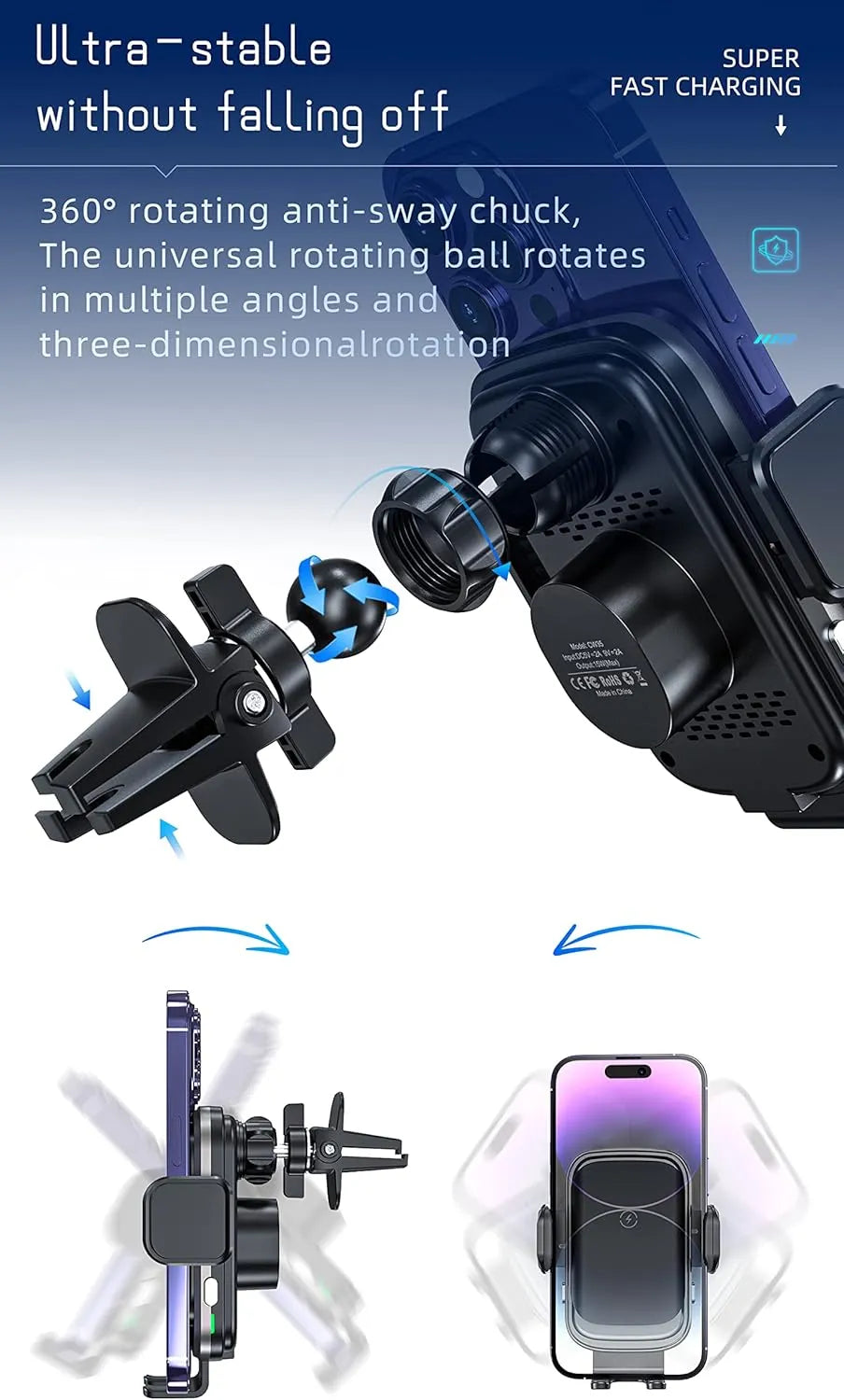 W35 Caricabatteria wireless per auto da 15W