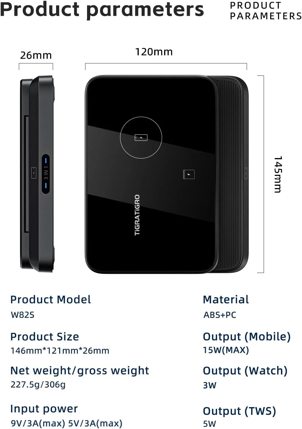 W82 Caricabatteria wireless 3 in 1