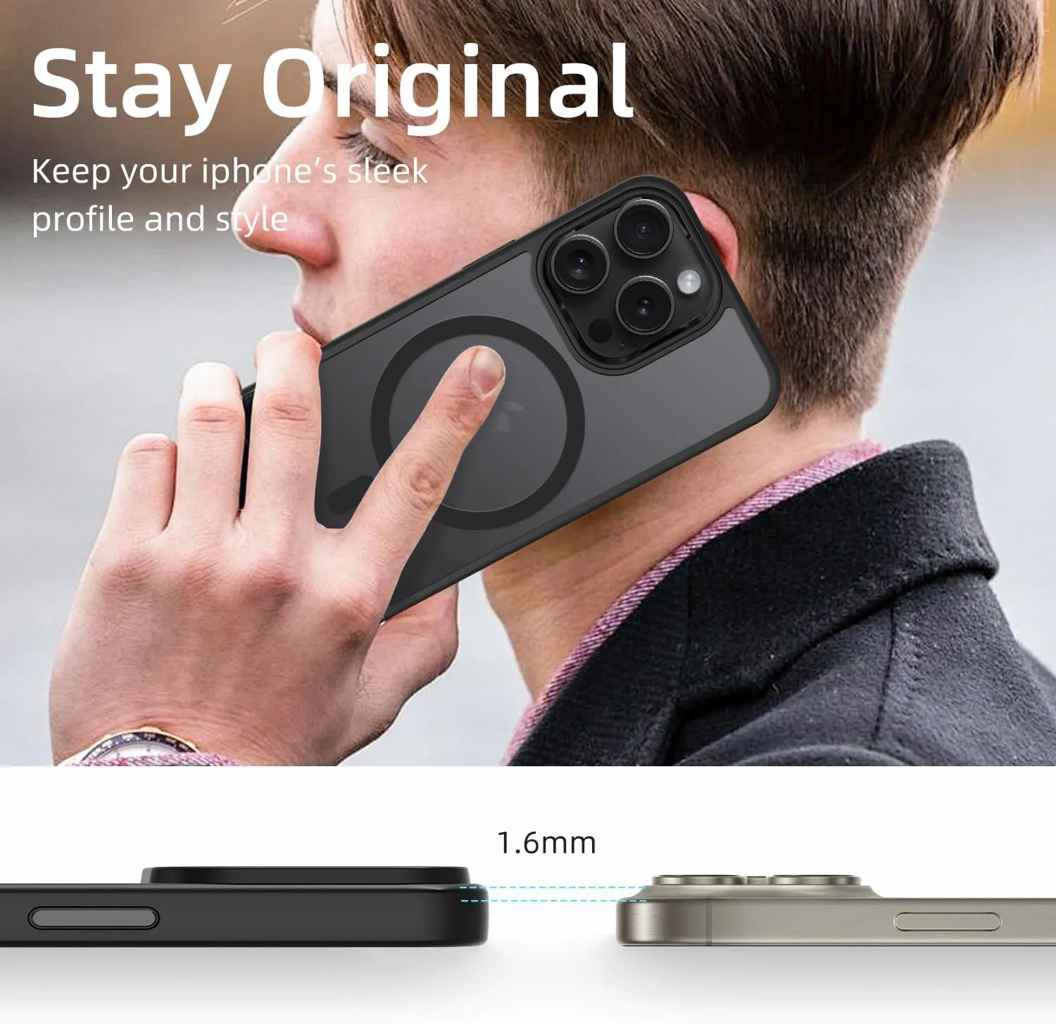 Black iPhone Case Compatible with MagSafe