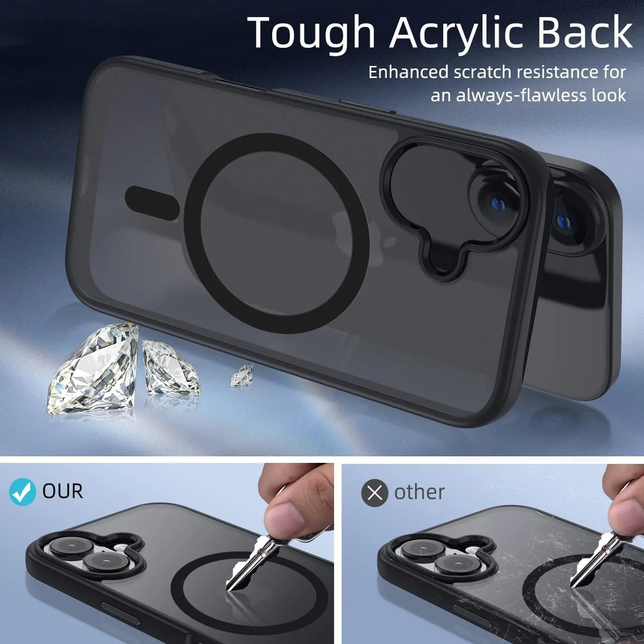 iPhone 16 Case Silver Compatible with MagSafe