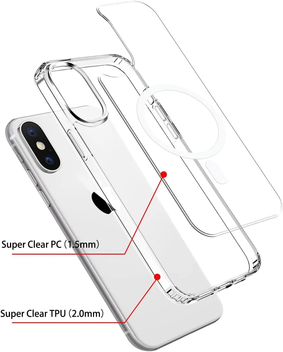 Cover MagSafe compatibile trasparente per iPhone X/Xs